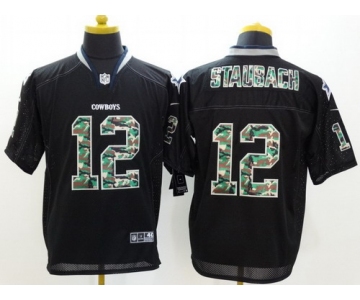 Nike Dallas Cowboys #12 Roger Staubach Black With Camo Elite Jersey