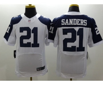 Nike Dallas Cowboys #21 Deion Sanders White Thanksgiving Elite Jersey