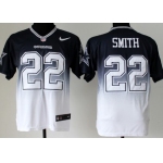 Nike Dallas Cowboys #22 Emmitt Smith Blue/White Fadeaway Elite Jersey