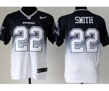 Nike Dallas Cowboys #22 Emmitt Smith Blue/White Fadeaway Elite Jersey