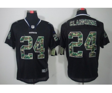 Nike Dallas Cowboys #24 Morris Claiborne Black With Camo Elite Jersey