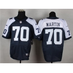 Nike Dallas Cowboys #70 Zack Martin Blue Thanksgiving Elite Jersey