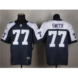 Nike Dallas Cowboys #77 Tyron Smith Blue Thanksgiving Elite Jersey