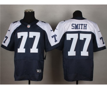 Nike Dallas Cowboys #77 Tyron Smith Blue Thanksgiving Elite Jersey