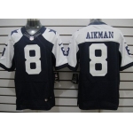 Nike Dallas Cowboys #8 Troy Aikman Blue Thanksgiving Elite Jersey
