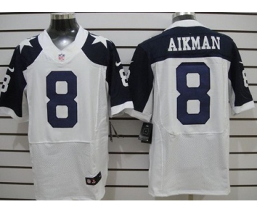 Nike Dallas Cowboys #8 Troy Aikman White Thanksgiving Elite Jersey