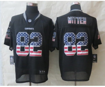 Nike Dallas Cowboys #82 Jason Witten 2014 USA Flag Fashion Black Elite Jersey