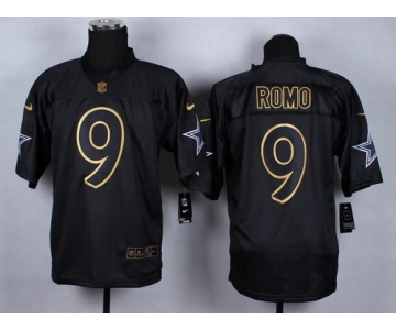 Nike Dallas Cowboys #9 Tony Romo 2014 All Black/Gold Elite Jersey