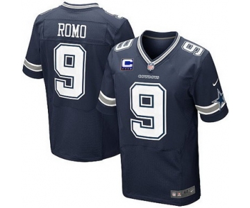 Nike Dallas Cowboys #9 Tony Romo Blue C Patch Elite Jersey