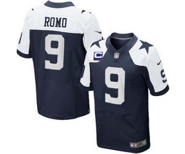 Nike Dallas Cowboys #9 Tony Romo Blue Thanksgiving C Patch Elite Jersey