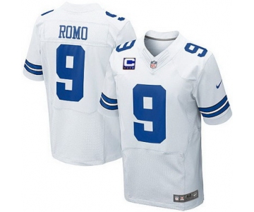 Nike Dallas Cowboys #9 Tony Romo White C Patch Elite Jersey