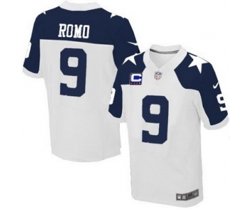 Nike Dallas Cowboys #9 Tony Romo White Thanksgiving C Patch Elite Jersey