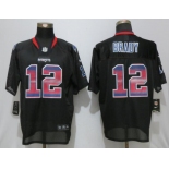 Men's New England Patriots #12 Tom Brady Black Strobe Stitched NFL Nike Fashion Jersey