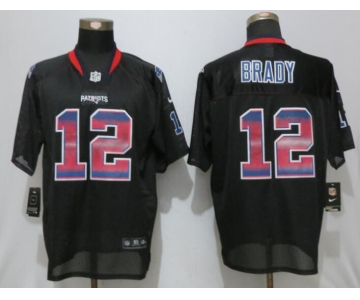 Men's New England Patriots #12 Tom Brady Black Strobe Stitched NFL Nike Fashion Jersey