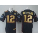 Men's New England Patriots #12 Tom Brady Navy Blue Super Bowl 50th Anniversary 2016 NFL Nike Elite Jersey