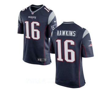 Men's New England Patriots #16 Andrew Hawkins Navy Blue Team Color Stitched NFL Nike Elite Jersey