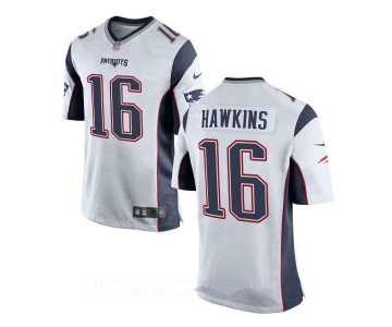 Men's New England Patriots #16 Andrew Hawkins White Road Stitched NFL Nike Elite Jersey