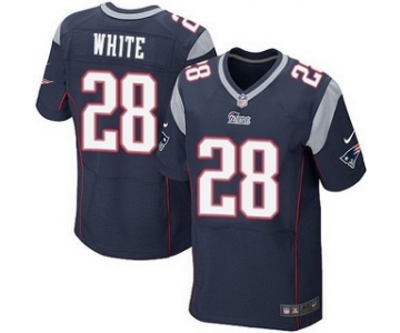 Men's New England Patriots #28 James White Navy Blue Team Color NFL Nike Elite Jersey