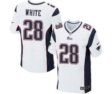 Men's New England Patriots #28 James White White Road NFL Nike Elite Jersey