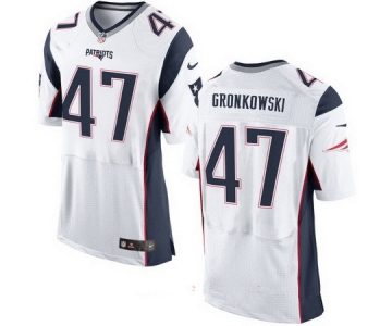 Men's New England Patriots #47 Glenn Gronkowski White Road Stitched NFL Nike Elite Jersey