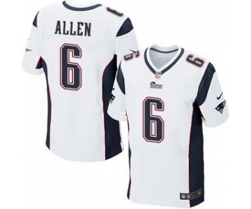 Men's New England Patriots #6 Ryan Allen White Road NFL Nike Elite Jersey