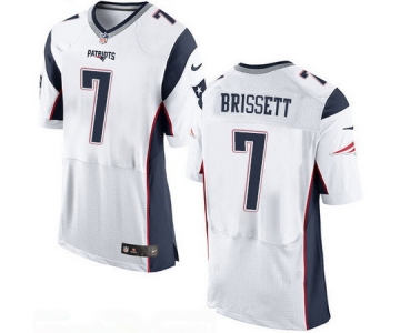 Men's New England Patriots #7 Jacoby Brissett NEW White Road Stitched NFL Nike Elite Jersey