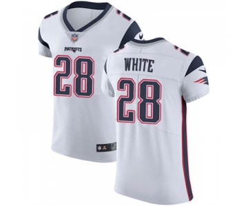 Men's Nike New England Patriots #28 James White White Stitched NFL Vapor Untouchable Elite Jersey