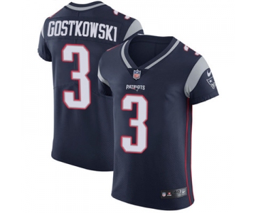 Men's Nike New England Patriots #3 Stephen Gostkowski Navy Blue Team Color Stitched NFL Vapor Untouchable Elite Jersey