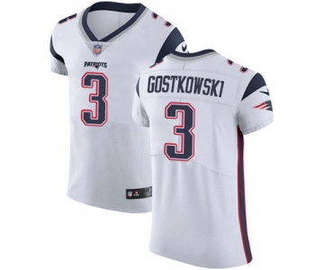 Men's Nike New England Patriots #3 Stephen Gostkowski White Stitched NFL Vapor Untouchable Elite Jersey