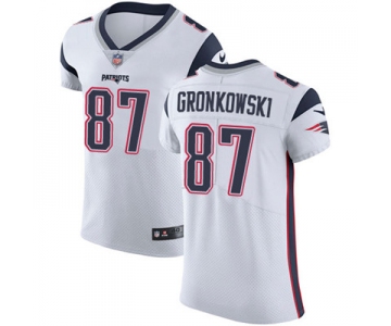 Men's Nike New England Patriots #87 Rob Gronkowski White Stitched NFL Vapor Untouchable Elite Jersey