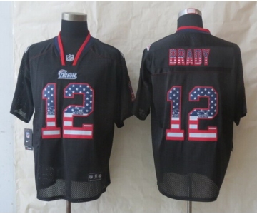 Nike New England Patriots #12 Tom Brady 2014 USA Flag Fashion Black Elite Jersey