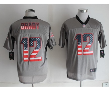 Nike New England Patriots #12 Tom Brady 2014 USA Flag Fashion Gray Elite Jersey