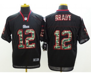 Nike New England Patriots #12 Tom Brady Black With Camo Elite Jersey