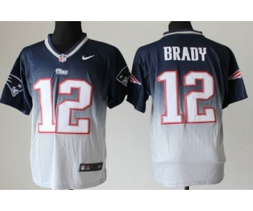 Nike New England Patriots #12 Tom Brady Blue/Gray Fadeaway Elite Jersey