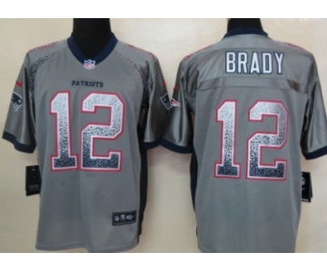 Nike New England Patriots #12 Tom Brady Drift Fashion Gray Elite Jersey