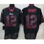 Nike New England Patriots #12 Tom Brady Lights Out Black Ornamented Elite Jersey