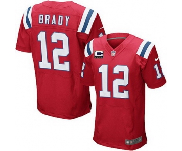 Nike New England Patriots #12 Tom Brady Red C Patch Elite Jersey