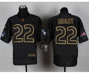 Nike New England Patriots #22 Stevan Ridley 2014 All Black/Gold Elite Jersey