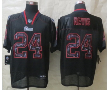 Nike New England Patriots #24 Darrelle Revis Lights Out Black Ornamented Elite Jersey