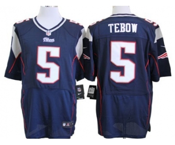 Nike New England Patriots #5 Tim Tebow Blue Elite Jersey