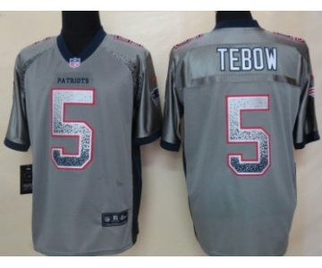 Nike New England Patriots #5 Tim Tebow Drift Fashion Gray Elite Jersey