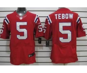 Nike New England Patriots #5 Tim Tebow Red Elite Jersey