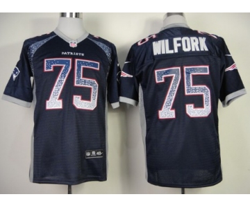 Nike New England Patriots #75 Vince Wilfork Drift Fashion Blue Elite Jersey