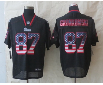 Nike New England Patriots #87 Rob Gronkowski 2014 USA Flag Fashion Black Elite Jersey