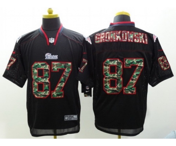 Nike New England Patriots #87 Rob Gronkowski Black With Camo Elite Jersey