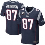 Nike New England Patriots #87 Rob Gronkowski Blue C Patch Elite Jersey