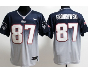 Nike New England Patriots #87 Rob Gronkowski Blue/Gray Fadeaway Elite Jersey