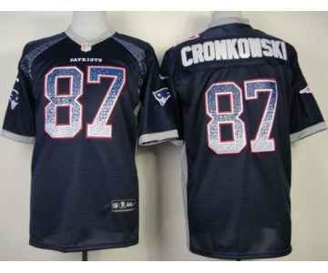 Nike New England Patriots #87 Rob Gronkowski Drift Fashion Blue Elite Jersey