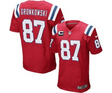 Nike New England Patriots #87 Rob Gronkowski Red C Patch Elite Jersey