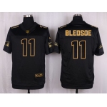 Nike Patriots #11 Drew Bledsoe Black Men's Stitched NFL Elite Pro Line Gold Collection Jersey